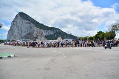 From a few people to an over 120m long mass of people was seen to be created by the enforced delays. As people waited to cross into Spain the area between the Policia Nacional officer and the Customs area  at the Spanish side of the border was seen to be clear.