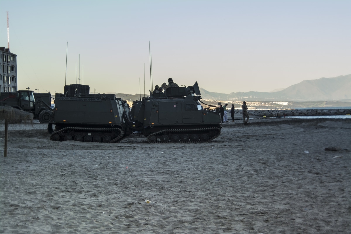 Gibraltar - Preparations for Operation Sea Snake start at Eastern beach with tanks