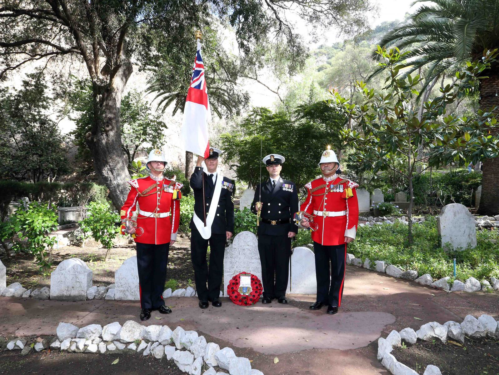 The Anniversary of The Battle Of Trafalgar, An act of remembrance held within The Trafalgar Cemetery Gibraltar, Sunday 18th October 2015.VIP's included Interim Governor, Chief Minister, 2nd Sea Lord and CBF. A religious cervice was held at the King's Chapel and afterwards the remembrance moved to the cemetery.