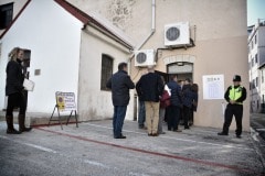 Gibraltar - 26th November 2015 - (Commissioner of police at Town Range Polling Station as he oversees security) Police were today requested to make their presence known at the polling station by Line Wall Road after GSD activists handing leaflets outside the polling station are alleged to have made complaints over the use of the language used by a GSLP/Liberal activist handing leaflets to voters of Moroccan origins.According to reports received by Core Photography the GSD activists complained that the use of the native Moroccan language should not be allowed by those guiding voters outside the polling station, claiming the "official language in Gibraltar is English," according to witnesses present during the incident. This resulted in  tensions between the activists. Police were present to calm down the situation which has been played down as a minor incident. Executive members of the GSD approached over the incident have indicated that they were not at the time aware of such an incident, but have indicated that they would not support such actions and would be looking into the matter.No further known incidents have been reported throughout the day.Voting has been steady throughout the day, with politicians attending the polling stations throughout the morning as voters queue up to vote.The Commissioner of Police has attended polling stations to oversee security in person.