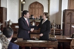 Gibraltar - 27th November 2015 - Fabian Picardo led his GSLP/LiberalAlliance Ministers to the Convent earlier this morning where there were sworn into Government by Acting Governor Alison Macmilan. He and his team then headed to Number Six where they held their first press call as the newly formed Government following a landslide victory.