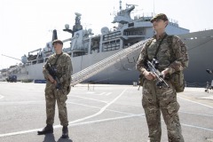 Royal Gibraltar Regiment Soldiers guaring HMS Albion
